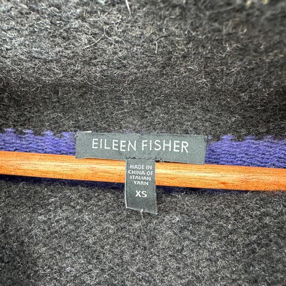 EILEEN FISHER Yak Wool Blend Turtleneck Purple Black Crop Sweater // XS - Picture 3 of 7
